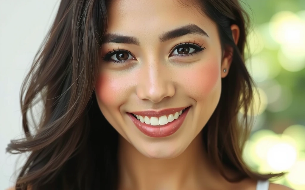 Woman with radiant skin, smiling