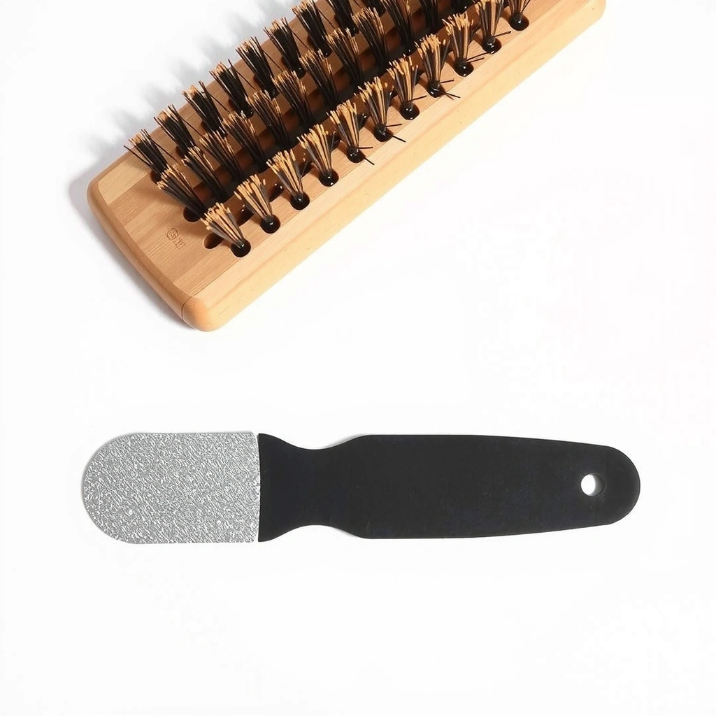 Hairbrush and nail file