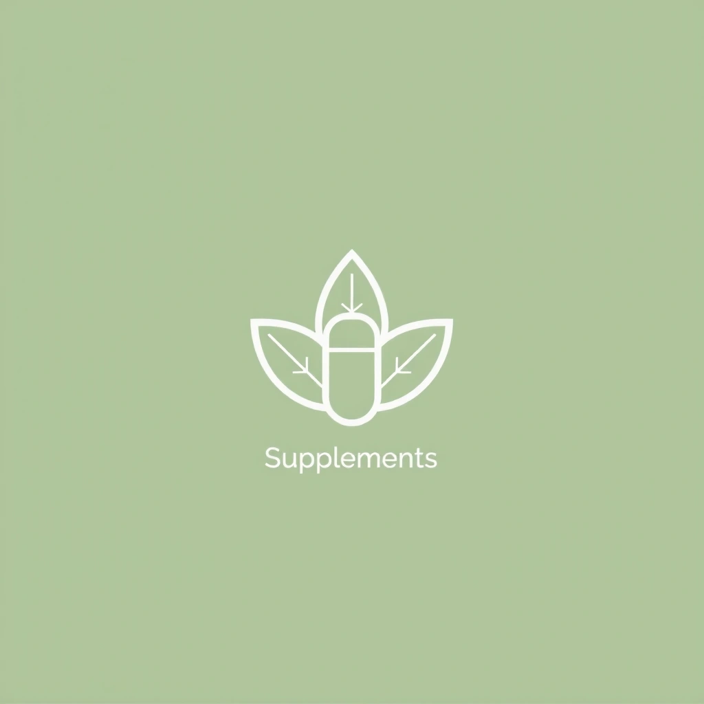 Icon representing natural supplements, perhaps a plant leaf or a capsule derived from nature.