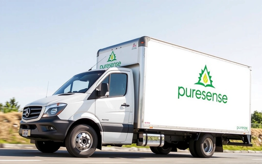 Delivery truck with Puresense logo